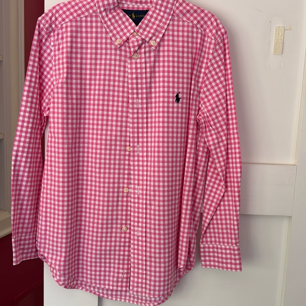 Polo Ralph Lauren, pink checkered polo kid size 7
Perfect condition